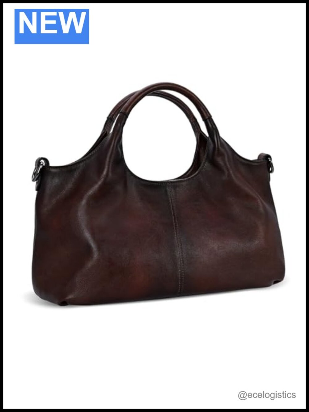 Genuine Leather Satchel Crossbody Handbag with Straps